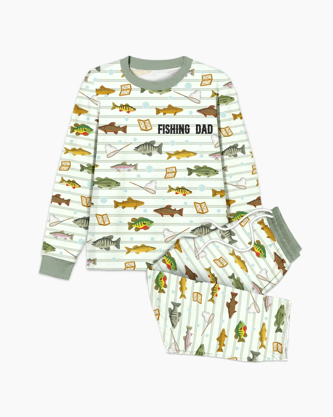 Embroidered Fishing Dad And Me Matching Bamboo Men's Pajama Set