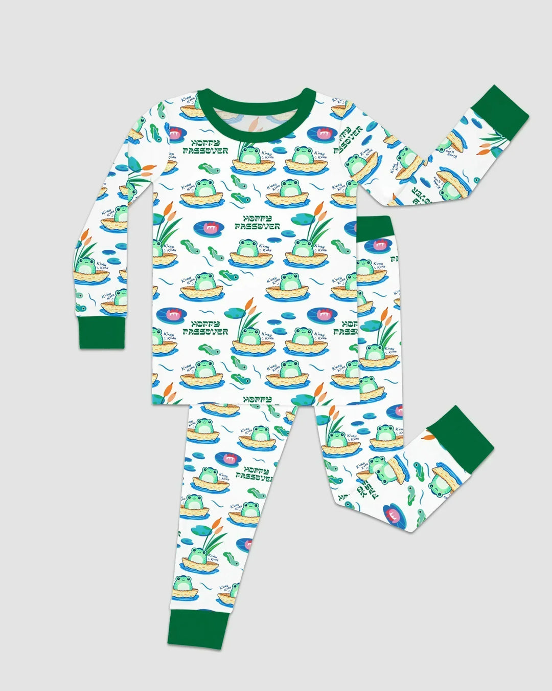Hoppy Passover Family Matching Bamboo Two Piece Long Sleeve Pajama Set