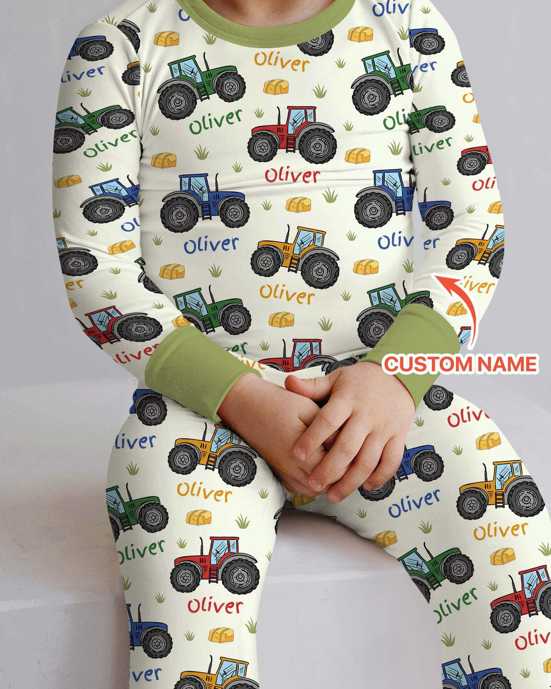 Custom Name A Little Dirt Never Hurt Bamboo Two Piece Long Sleeve Pajama Set