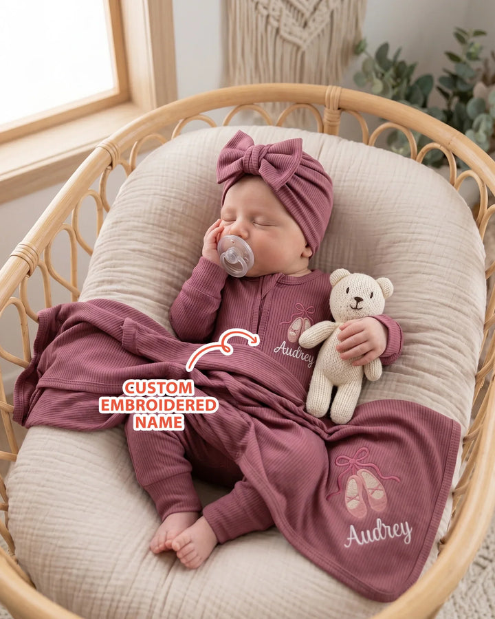 Personalized Sweet Ballet Babe Embroidered Ribbed Bamboo Bundle