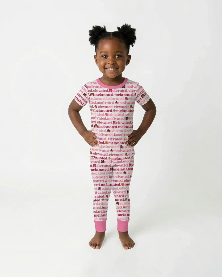 Educated Motivated Elevated Melanated Bamboo Two Piece Short Sleeve Pajama Set