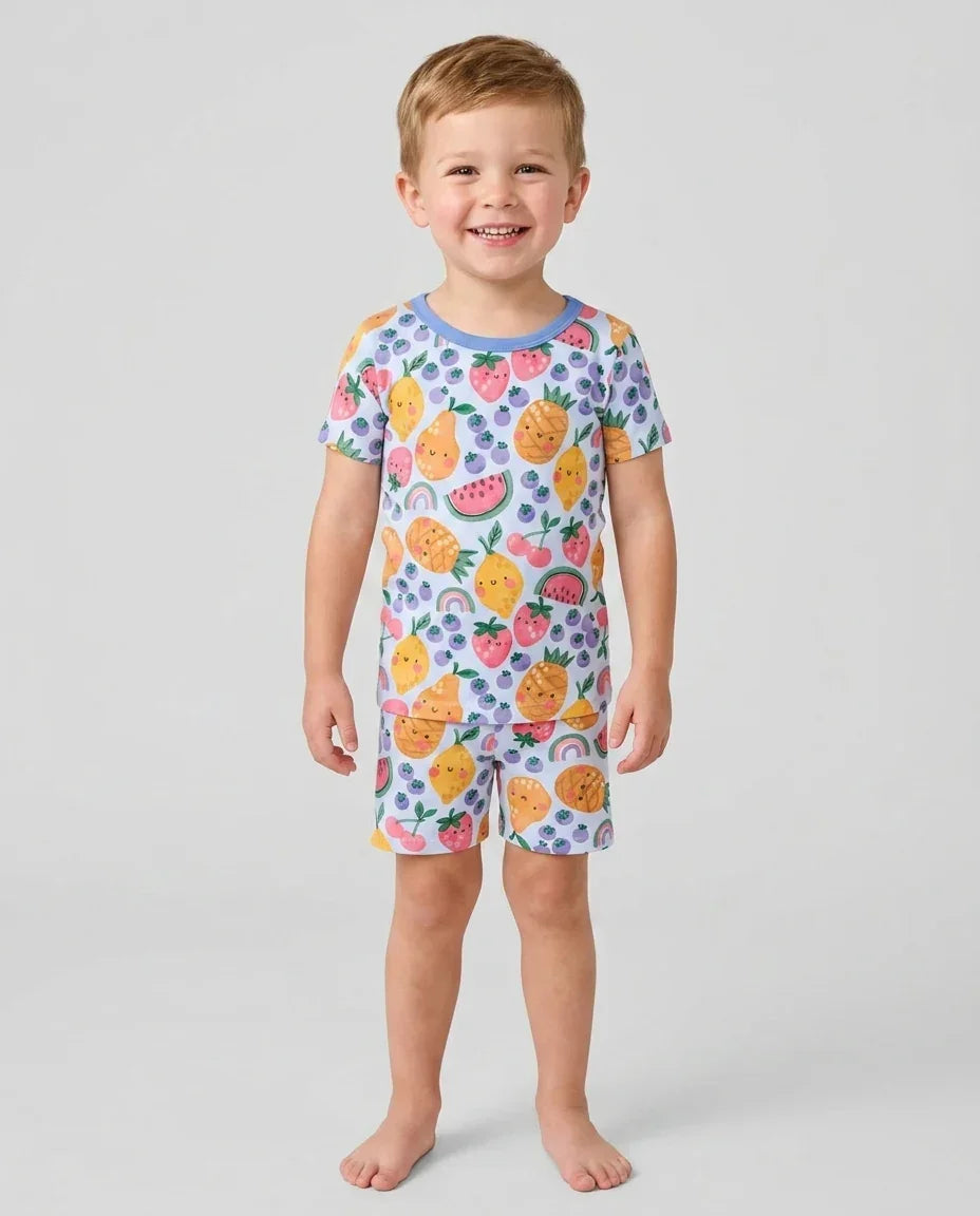 Fruitie Cuties Family Matching Bamboo Two Piece Short Sleeve Shorts Pajama Set