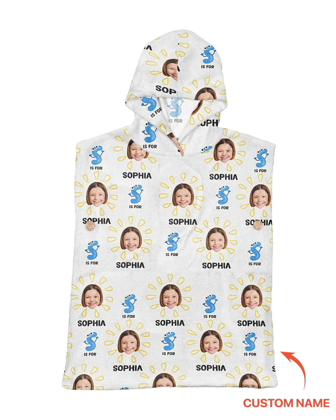Custom Photo Summer Letter Kid Bamboo Swim Poncho