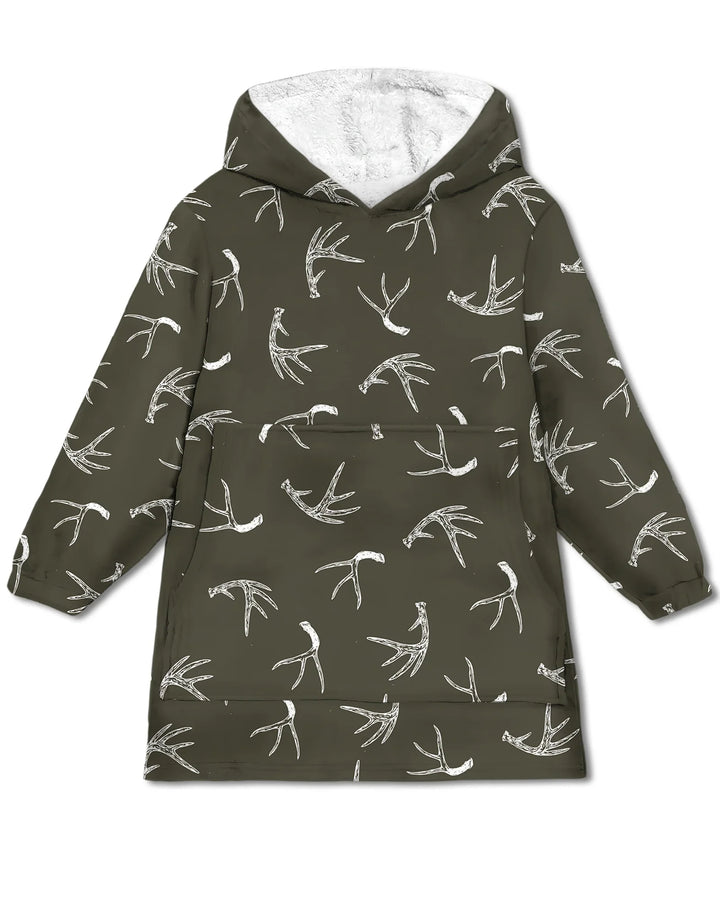 Antlers Minimalism Wearable Bamboo Blanket Hoodie