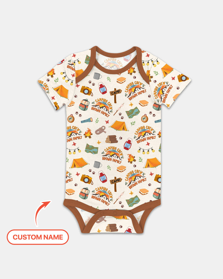Custom Name Camping Crew Family Matching Bamboo Bodysuit