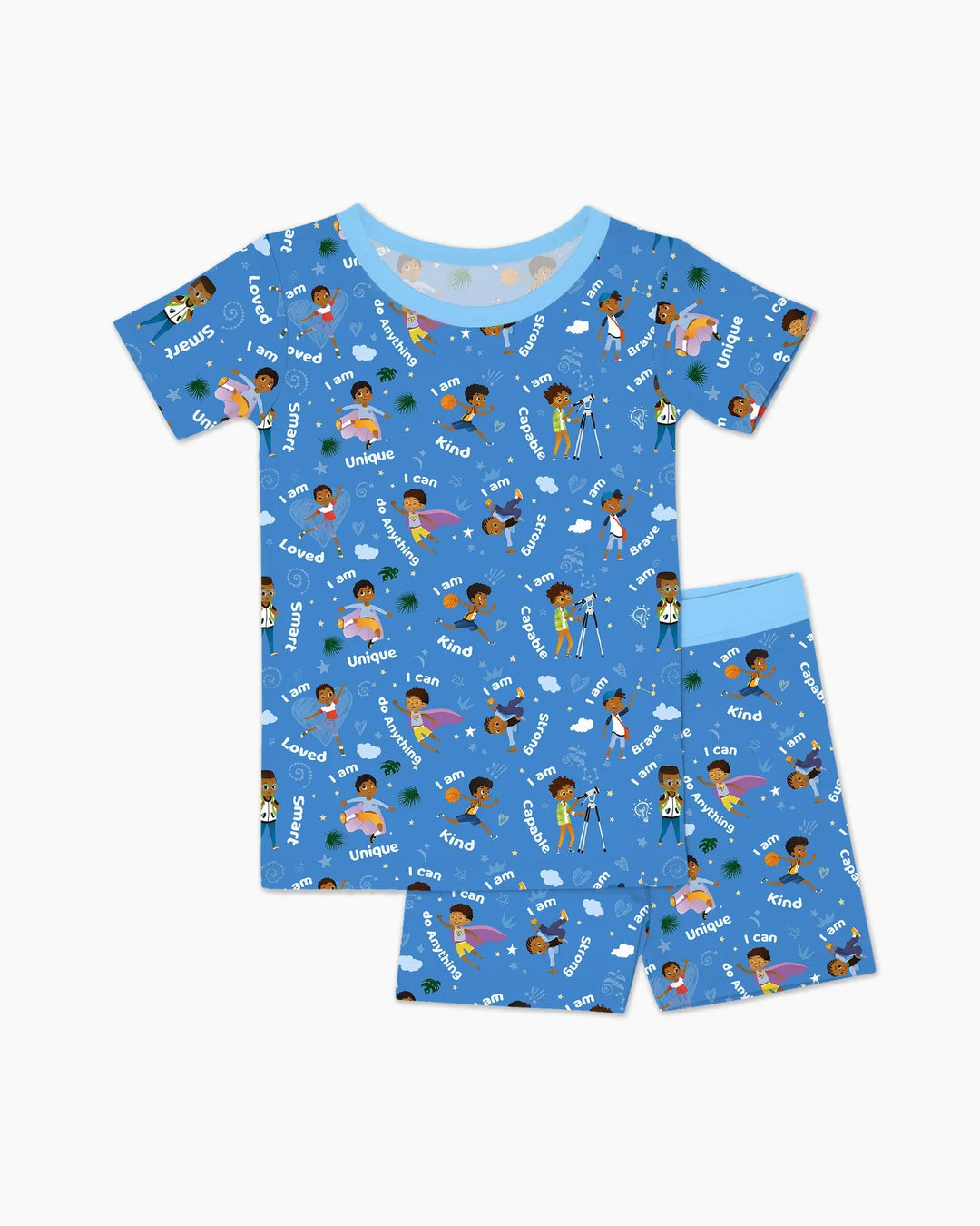 Black Boys I Am Smart Bamboo Two Piece Short Sleeve Shorts Pajama Set