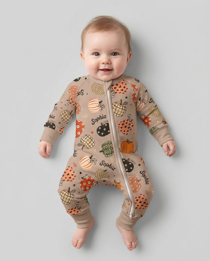 Custom Name Boho Pumpkin Bamboo Convertible Zippy