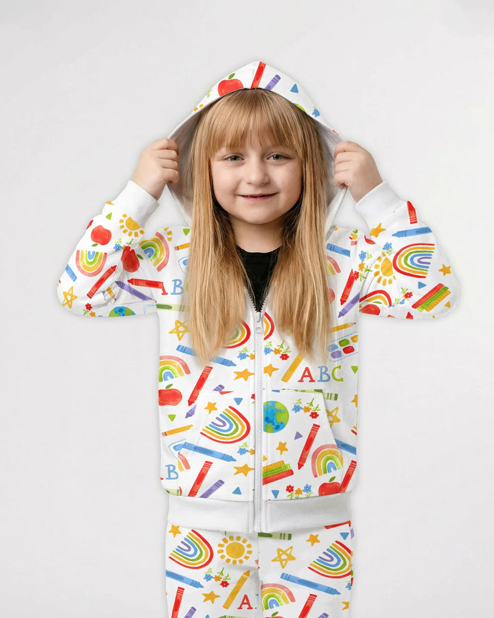 School Scribbles Bamboo Zip Hoodie