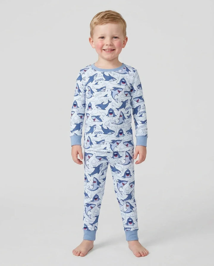 Big Sharks Attack Bamboo Two Piece Long Sleeve Pajama Set