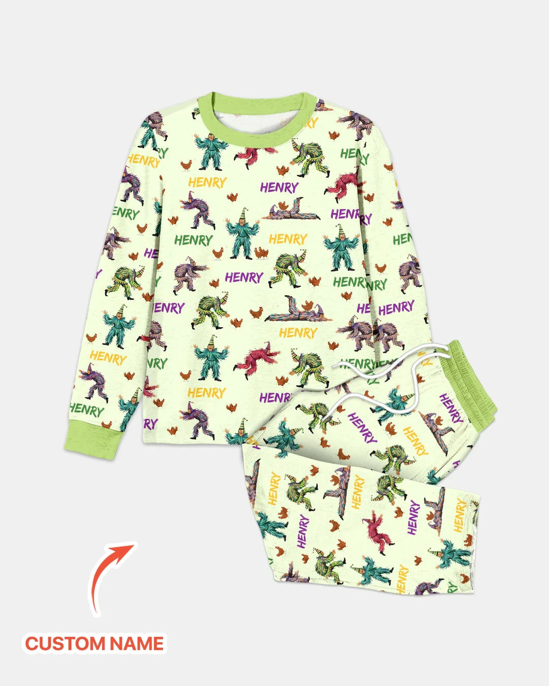 Custom Name Mardi Gras Chicken Chase Family Matching Bamboo Men's Pajama Set