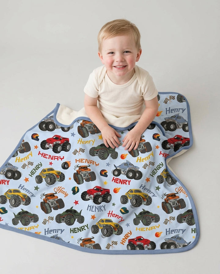 Personalized Monster Truck Bamboo Blanket
