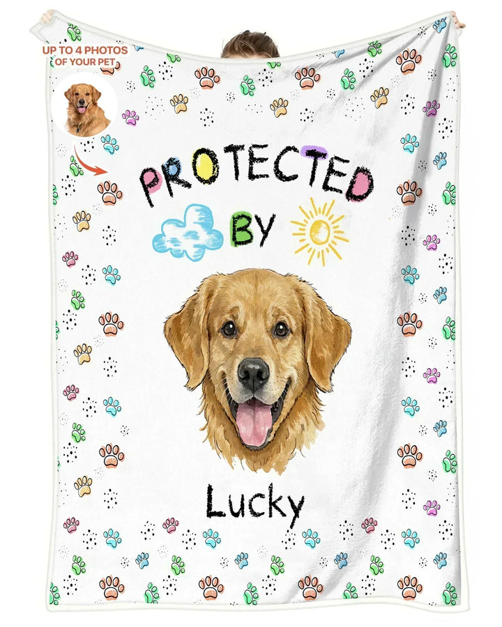 Custom Photo Crayon "Protected By" Bamboo Blanket