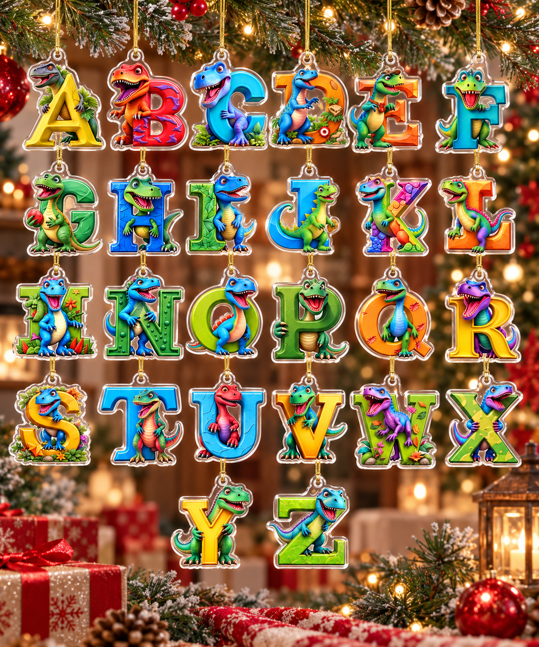 Letter Animal Christmas Tree Acrylic Ornament