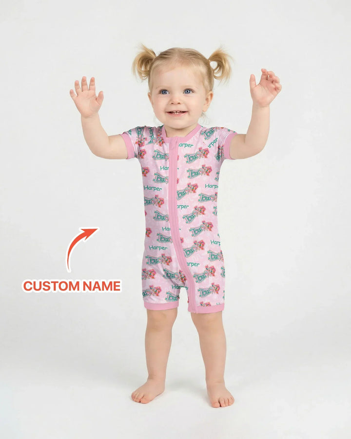 Custom Name Preppy Texas Charm Bamboo Shorty Zippy