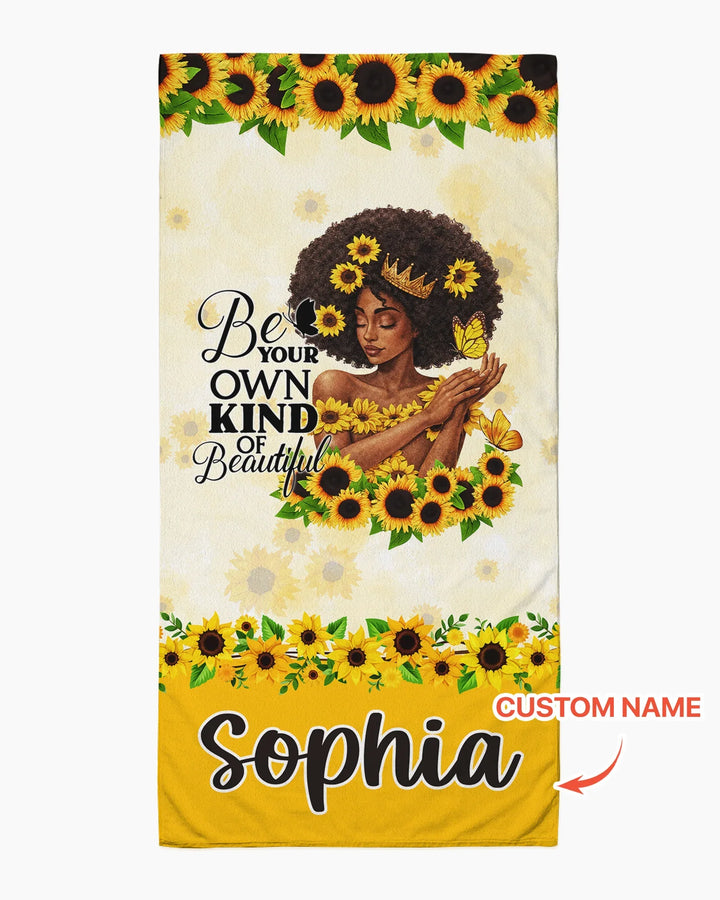 Custom Name Sunflower Queen Bamboo Beach Towel