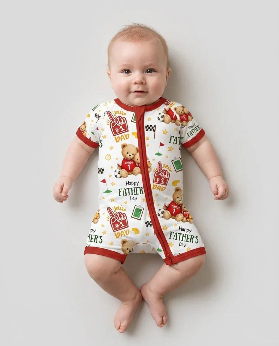 You're #1 Dad Daddy & Me Matching Bamboo Shorty Zippy
