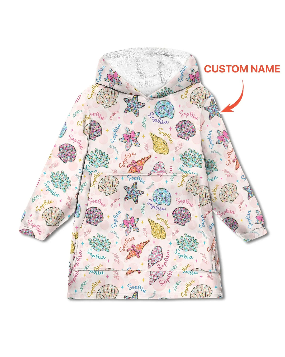 Custom Name Seaside Wildflower Summer Bamboo Blanket Hoodie