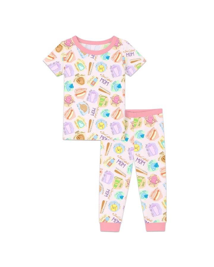 SoftBall Mom Saves The Days Two Piece Short Sleeve Pajama Set