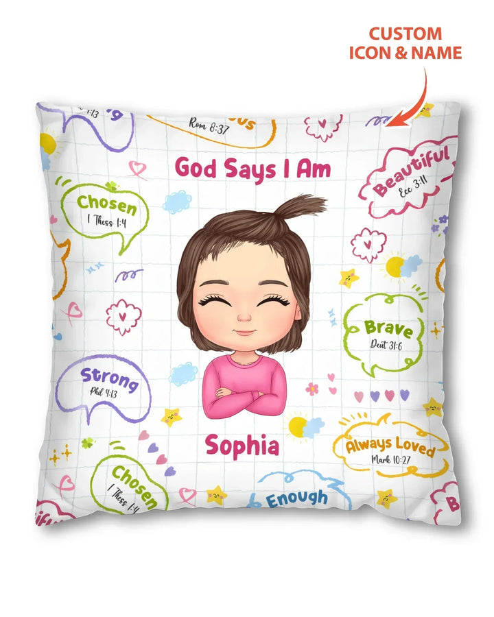 Personalized God Says I Am- Baby Girl Bamboo Pillow Case