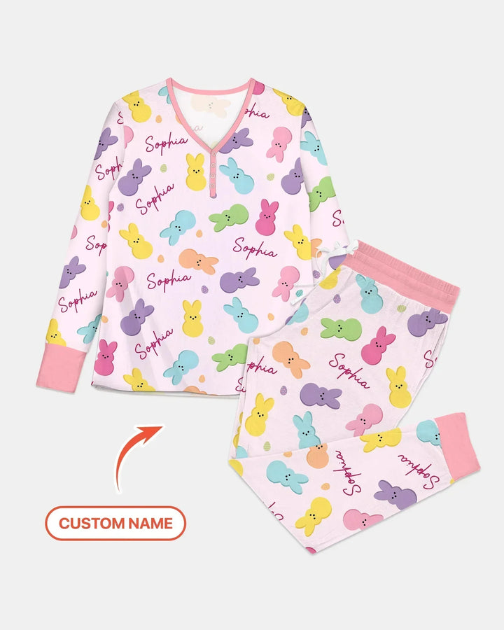 Personalized Easter Bunnies Family Matching Bamboo Women Pajama Set