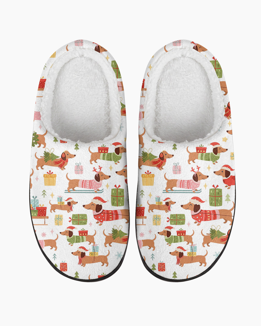 Christmas Dachshund Flat Scuff Slipper