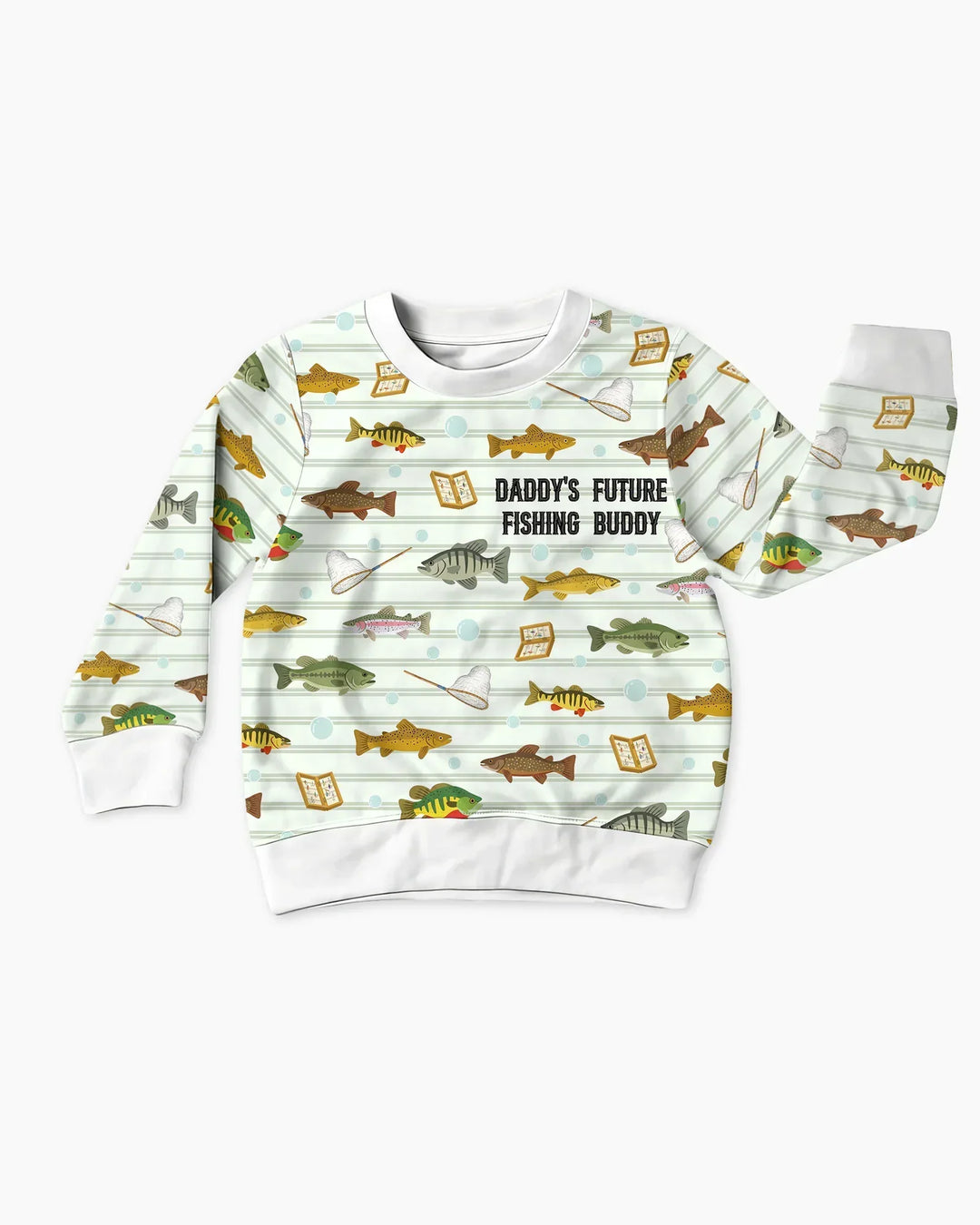 Embroidered Fishing Dad And Me Matching Bamboo Crewneck Sweatshirt