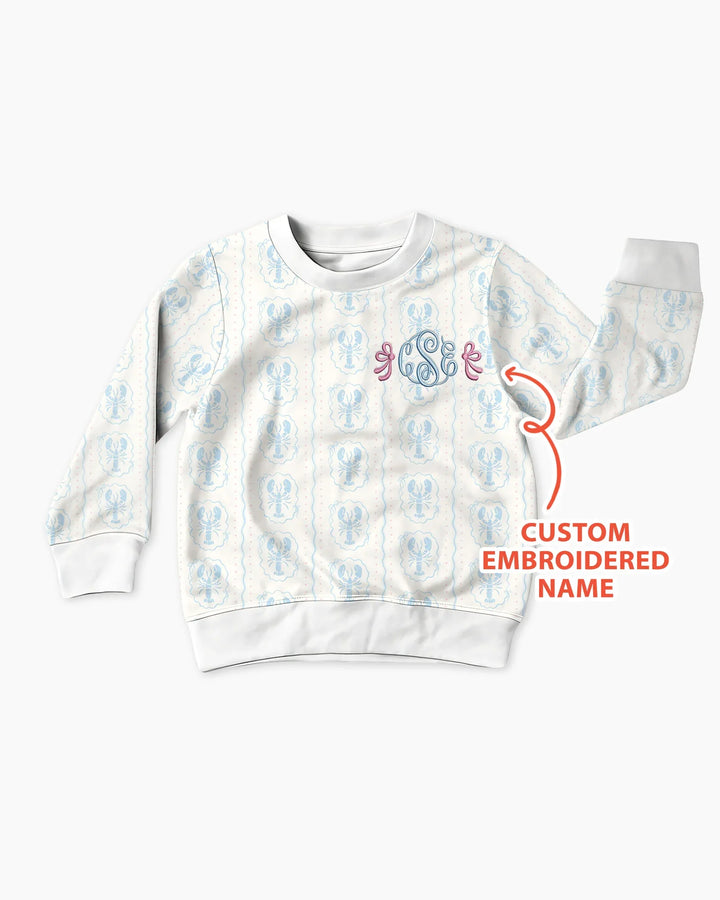 Custom Monogram Letter Embroidered Baby Bamboo Crewneck Sweatshirt