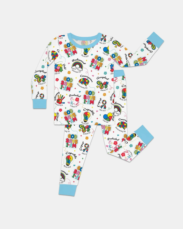 God Says I am Different Bamboo Two Piece Long Sleeve Pajama Set