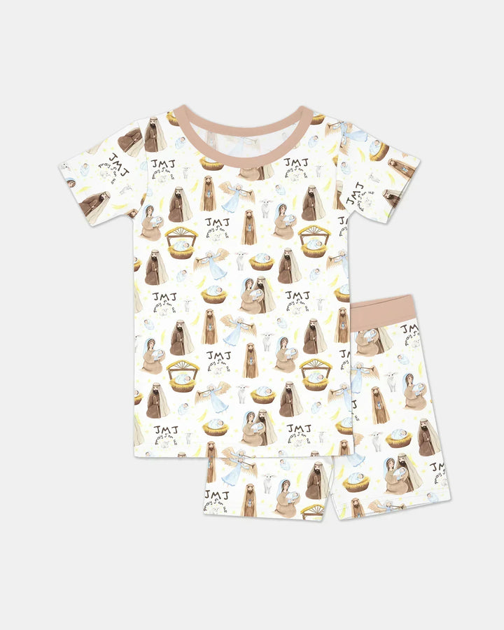 Holy Family Bamboo Two Piece Short Sleeve Shorts Pajama Set