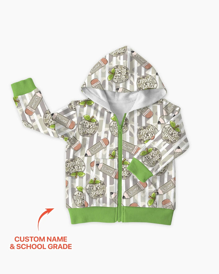 Custom Name Camo Apple Days Bamboo Zip Hoodie