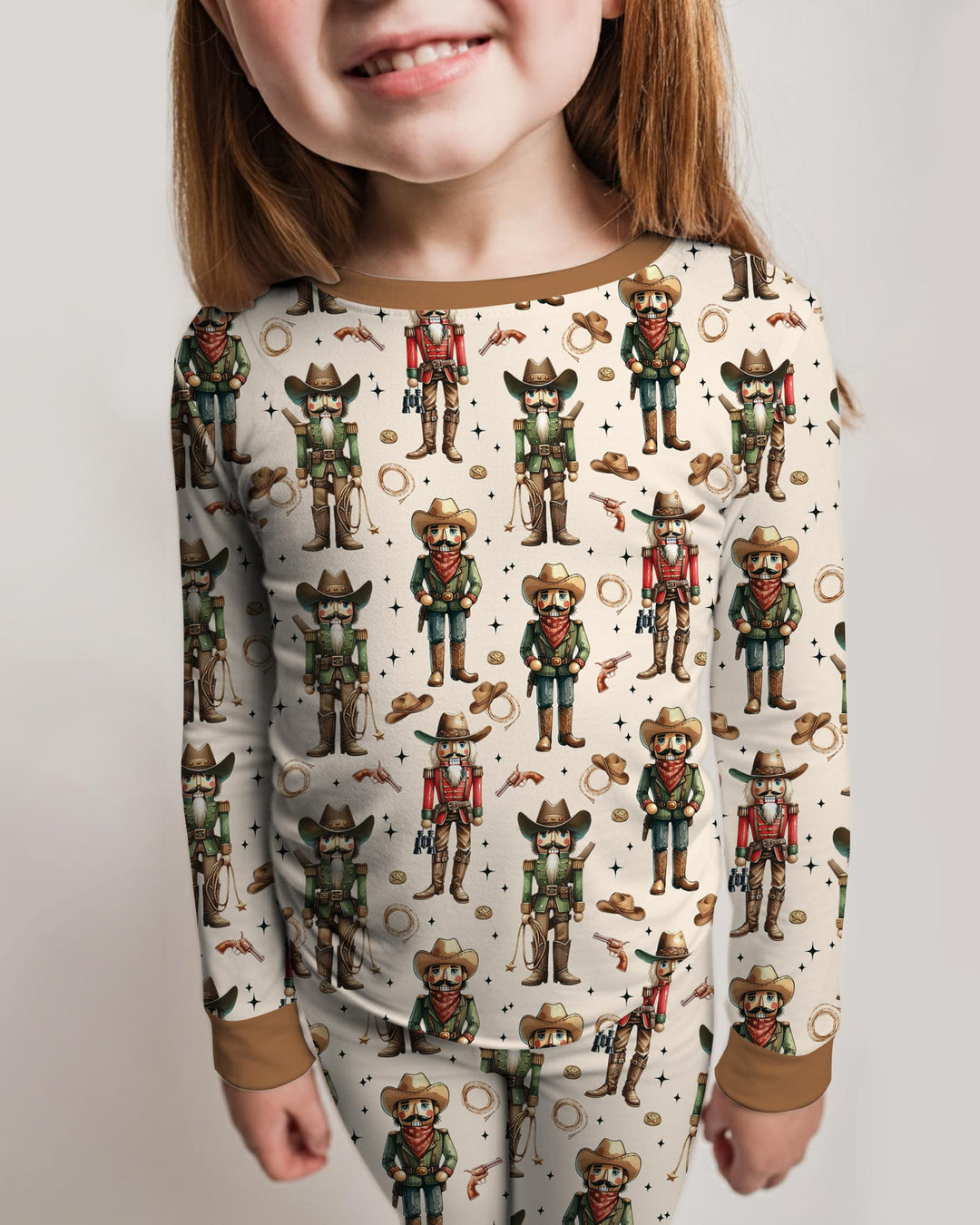 Western Christmas Cowboy Nutcracker Bamboo Two Piece Long Sleeve Pajama Set