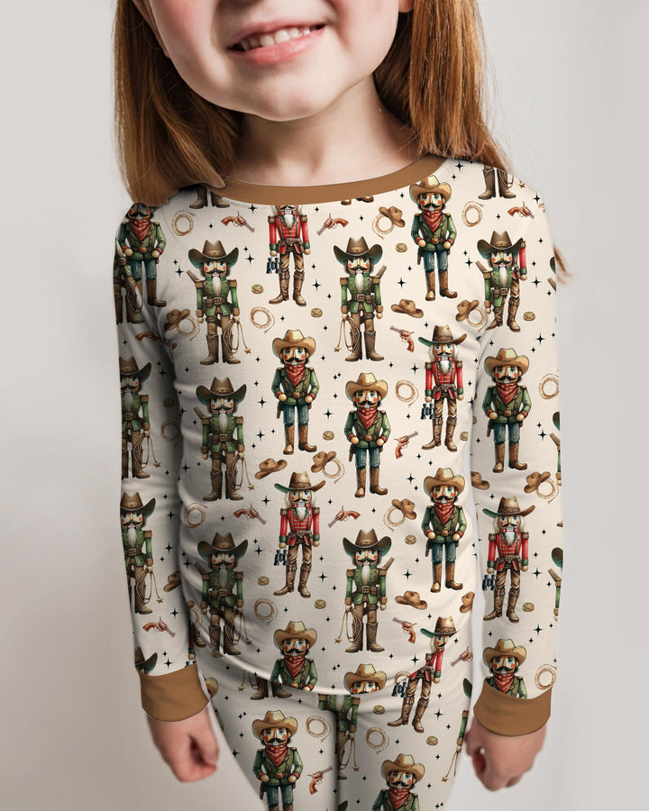 Western Christmas Cowboy Nutcracker Bamboo Two Piece Long Sleeve Pajama Set