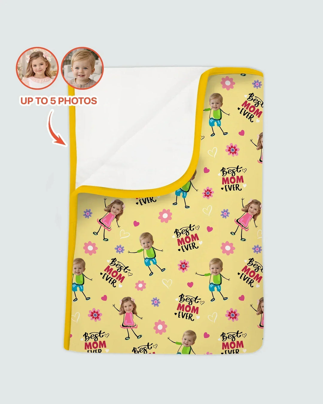 Custom Photo "Best Mom Ever" Doodle Bamboo Blanket