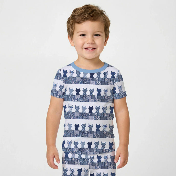 Midnight Feline Bamboo Two Piece Short Sleeve Pajama Set