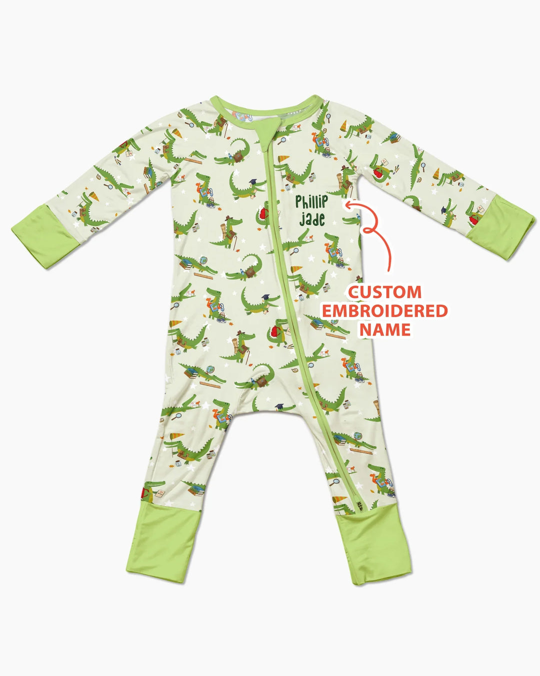 Custom Name Embroidered Alligator Bamboo Convertible Zippy