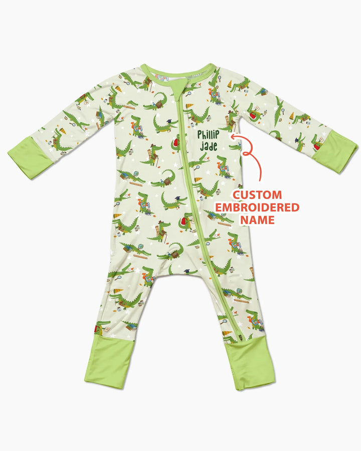 Custom Name Embroidered Alligator Bamboo Convertible Zippy