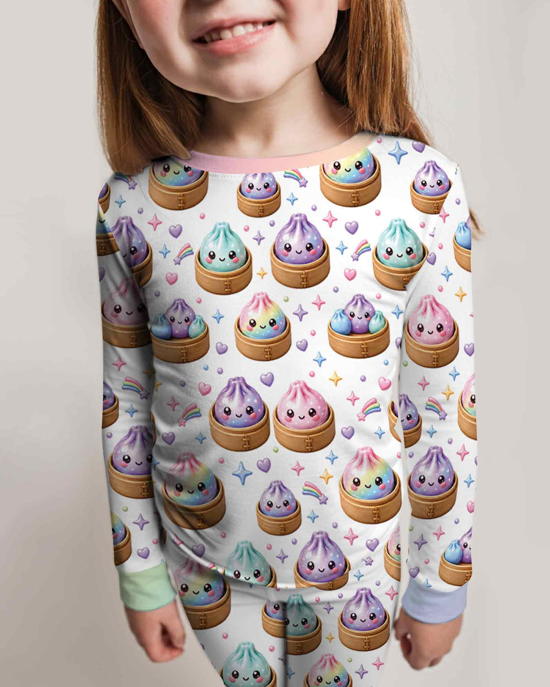 Cute Glitter Dumpling Two Piece Long Sleeve Pajama Set