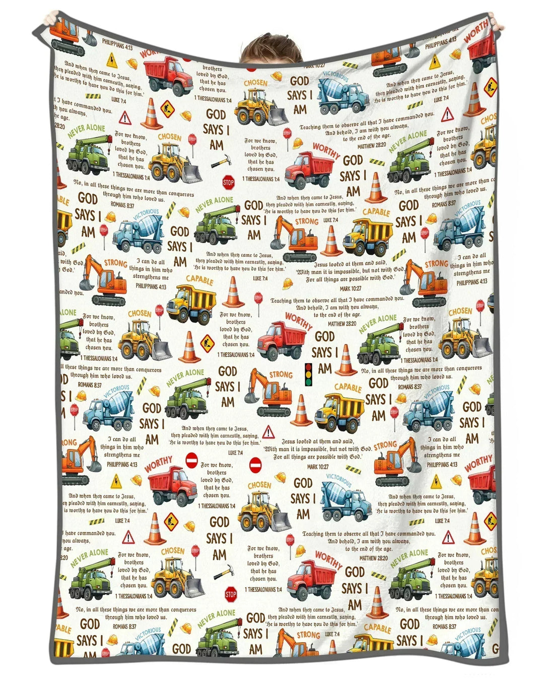Bible Verse Construction Trucks Bamboo Blanket