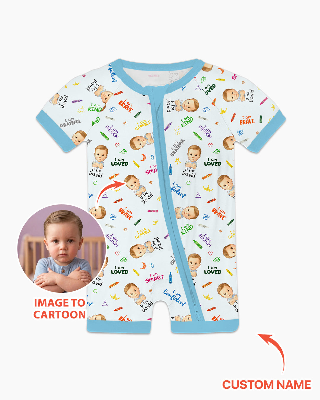 Kids Affirmations Custom  Bamboo Shorty Zippy