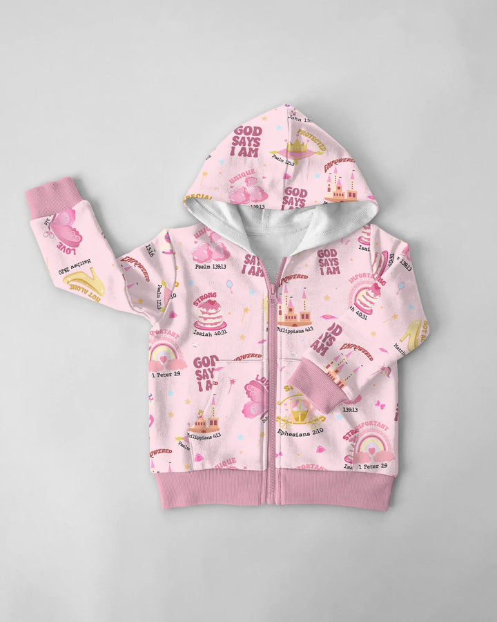 God Says I Am Girl Bamboo Zip Hoodie