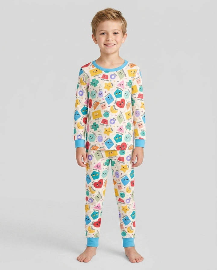 Happy Shape Squad Family Matching Bamboo Two Piece Long Sleeve Pajama Set