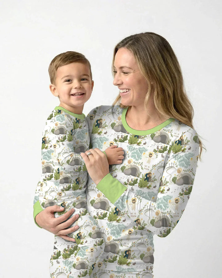 Matthew 28:1–8 He Is Risen Bamboo Two Piece Long Sleeve Pajama Set