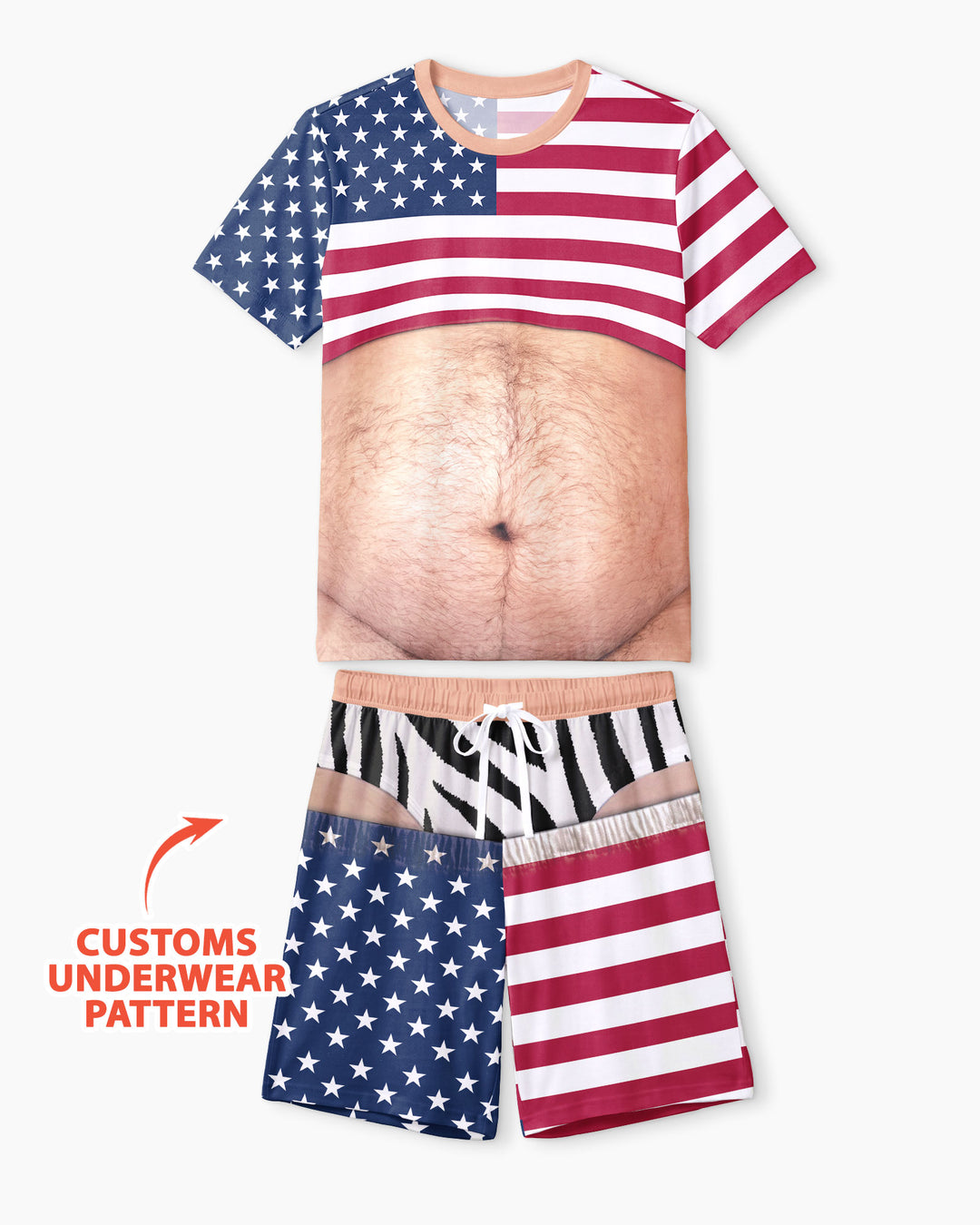 Funny Patriotic Bamboo Men Short Sleeve Short Pajama Set