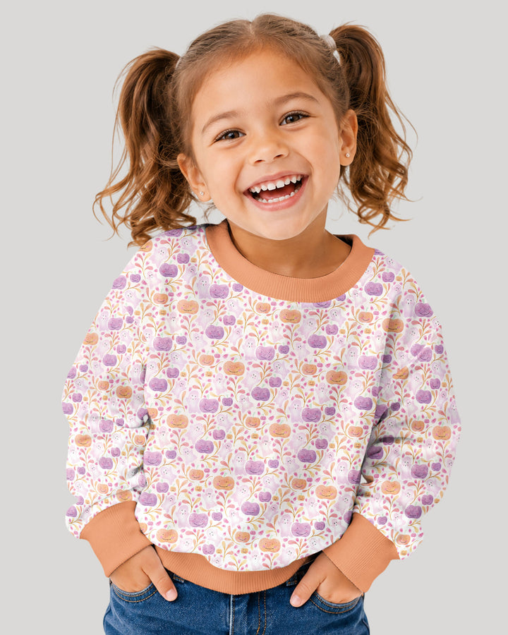 Pastel Pumpkins and Ghosts Bamboo Crewneck Sweatshirt