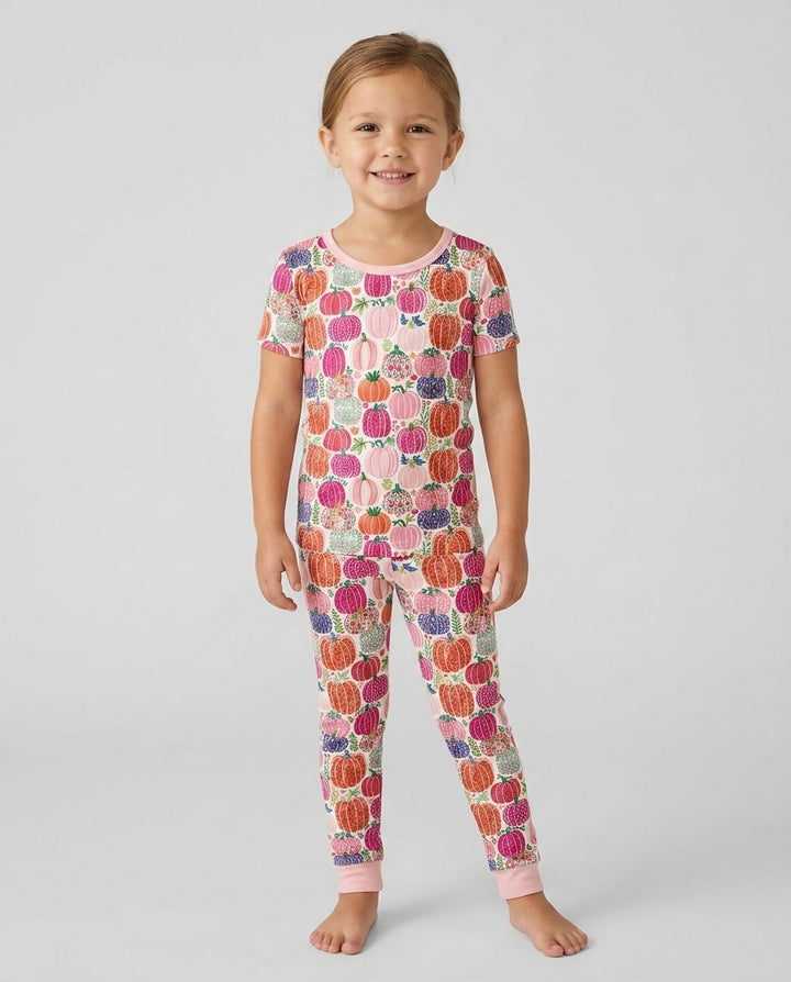 Pumpkin & Bloom Bamboo Two Piece Short Sleeve Pajama Set