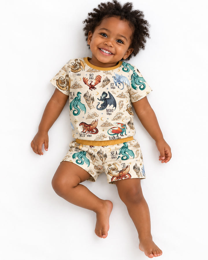 Elemental Dragons Bamboo Two Piece Short Sleeve Shorts Pajama Set