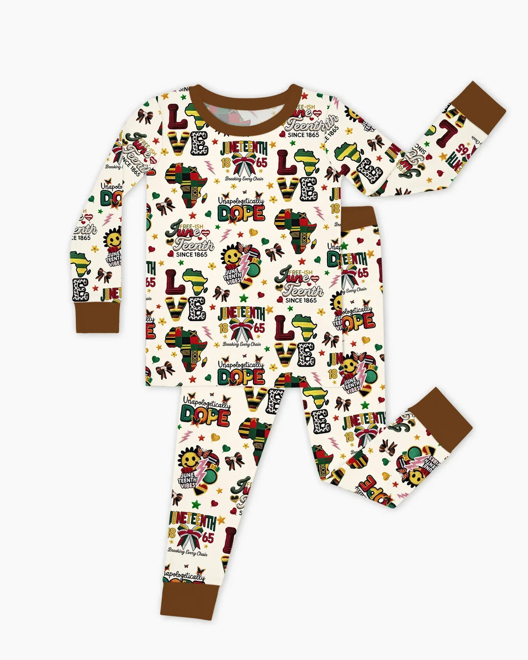 Juneteenth Breaking Every Chain Bamboo Two Piece Long Sleeve Pajama Set