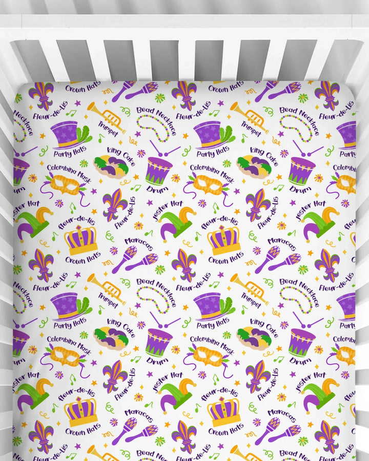 Mardi Gras Family Matching Bamboo Fitted Crib Sheet