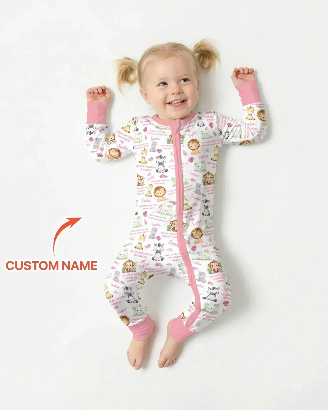 Custom Name Bible Verse Safari Animal Bamboo Convertible Zippy