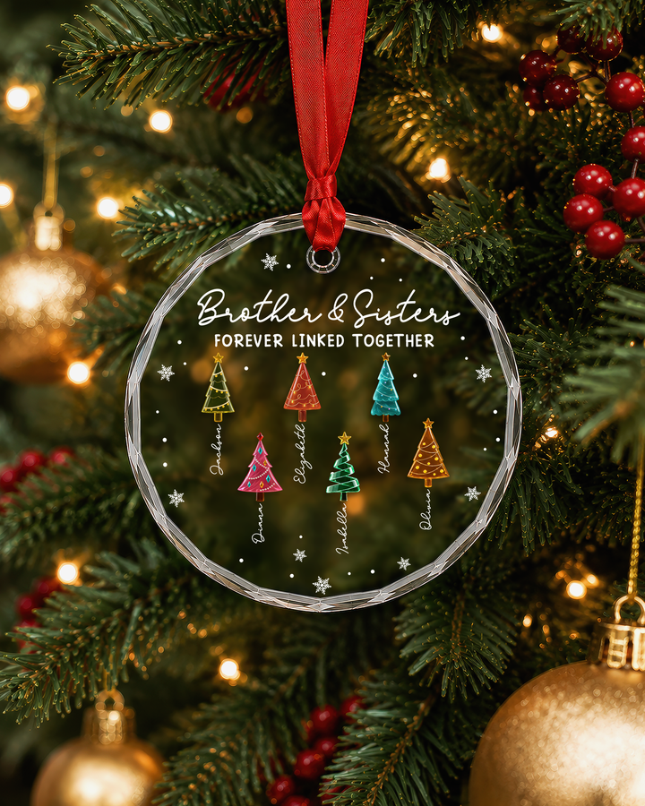 Season Love Siblings Personalized Glass Ornament